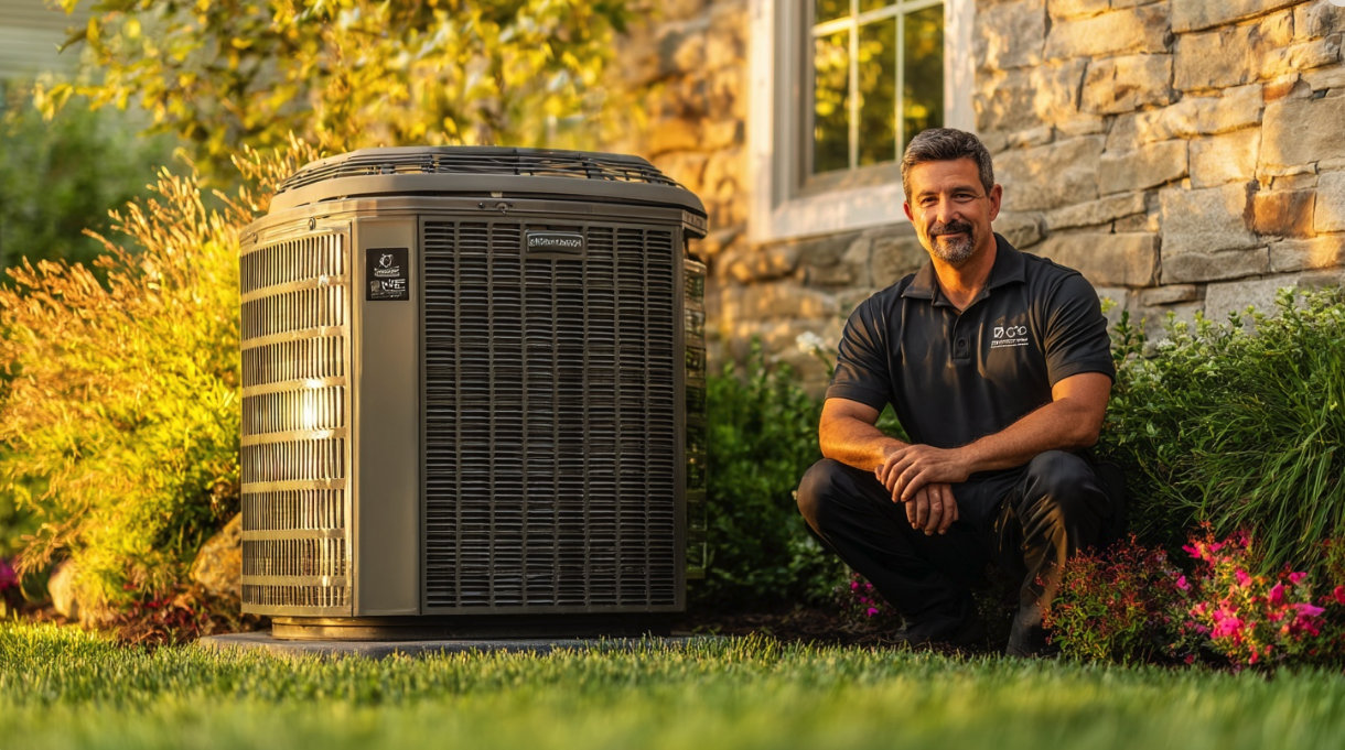 hvac-worker-sitting-next-to-unit